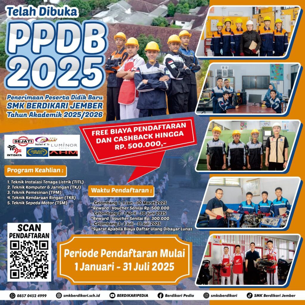 Pendaftaran Peserta Didik Baru Tahun 2025 – 2026 SMK BERDIKARI JEMBER