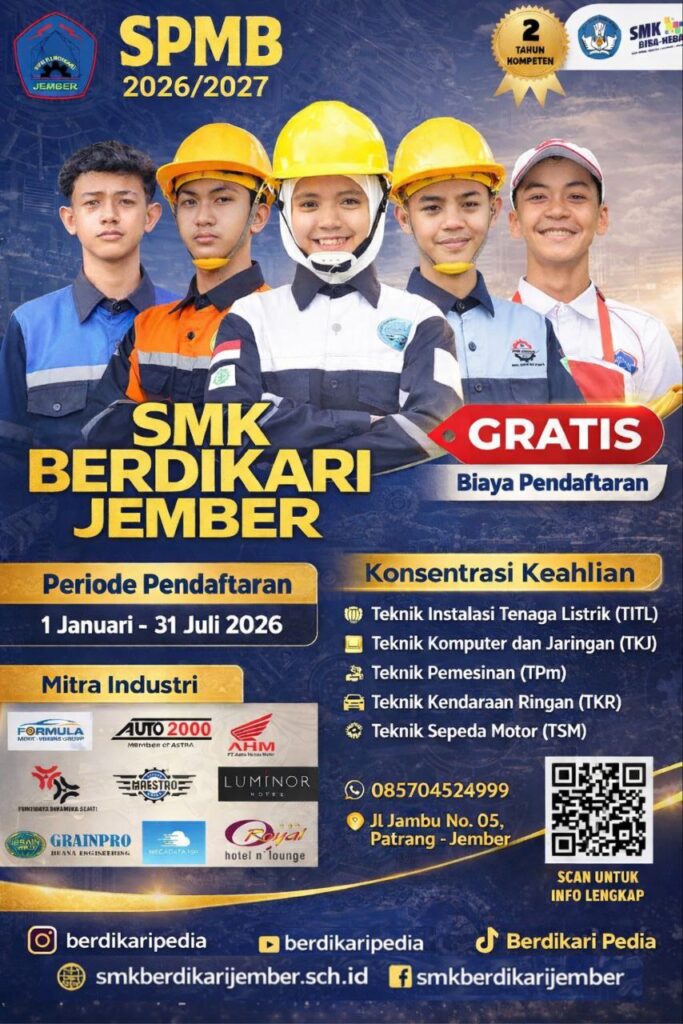 Sistem Penerimaan Murid  Baru Tahun 2026 – 2027 SMK BERDIKARI JEMBER